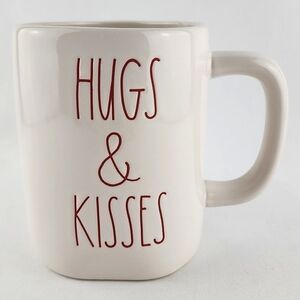 ⭐️2/ $50⭐️ Rae Dunn Artisan Collection White Coffee Tea Mug HUGS &  KISSES